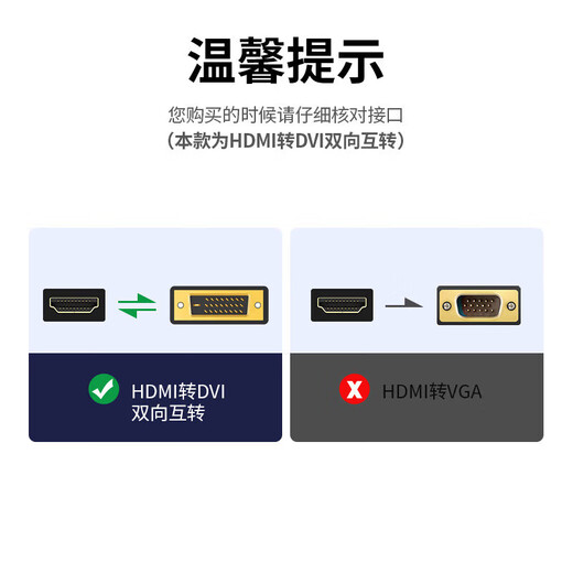 绿联HDMI转DVI连接线4K60Hz DVI转HDMI高清线双向互转笔记本电脑投影仪显示器视频转换线 1.5米11150