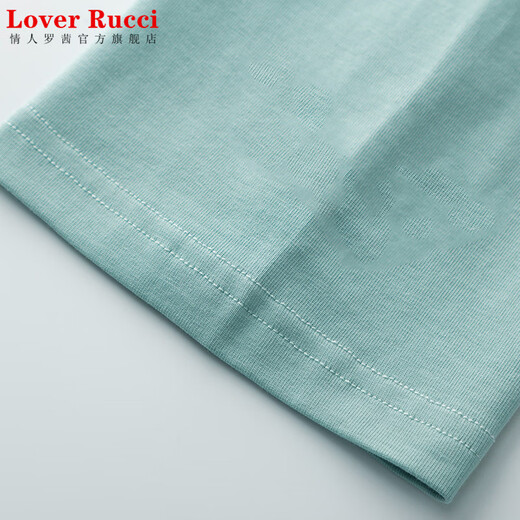 Liebhaber Rucci reines Baumwoll-Eisblau mit mittlerem Ärmeln T-Shirt für die sieben Viertelhülse für Frauen für das lose altersreduzierende T-Shirt für Frühling und Herbst.