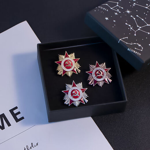 Dragon Girl Soviet Patriotic Medal First Class Retro Five-Pointed Star Brooch Brooch Medal Student School Bag Decoration Gift Soviet Badge-Gold A21-203