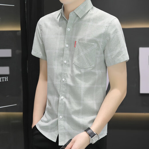 
Official website Fang Ship Store Flag 2025 new ice silk short-sleeved shirt men's summer thin style with pockets 854 green M 90-104Jin [Jin equals 0.5 kg]