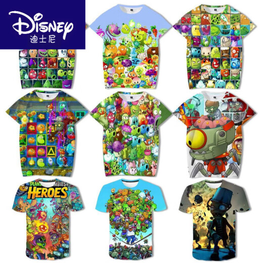 Disney's New Summer Plant vs. Zombie Cartoon Series Camiseta 3D Print para estudiantes y adolescentes de escuela primaria y secundaria TXU1342 140 Peso adecuado para niños 50-60 Jin [Jin es igual a 0,5 kg]