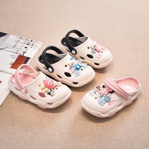 Croton Croton Children's Slippers Summer Hole Chaussures Baby Baby Cartoon Boys and Girls Parent-Child Children porte des chaussures de plage blancs et noir 30