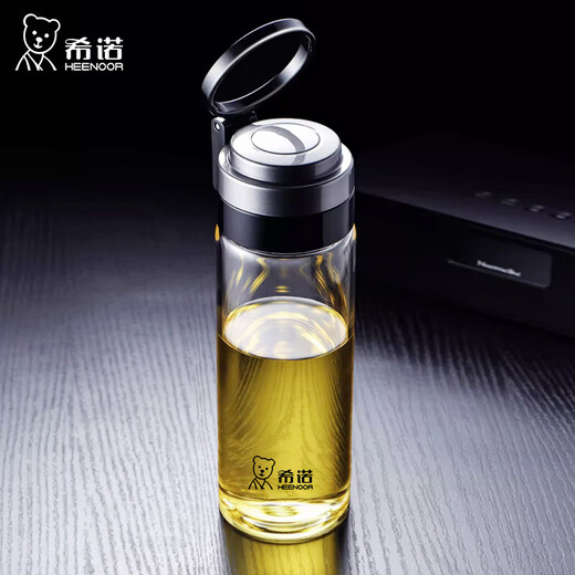 
HEENOOR HEENOOR Glass single-layer thickened filter tea cup for men and women large capacity portable water cup outdoor plastic cup glass: 6075-480ML+ cup set cup brush 360ML-695ML