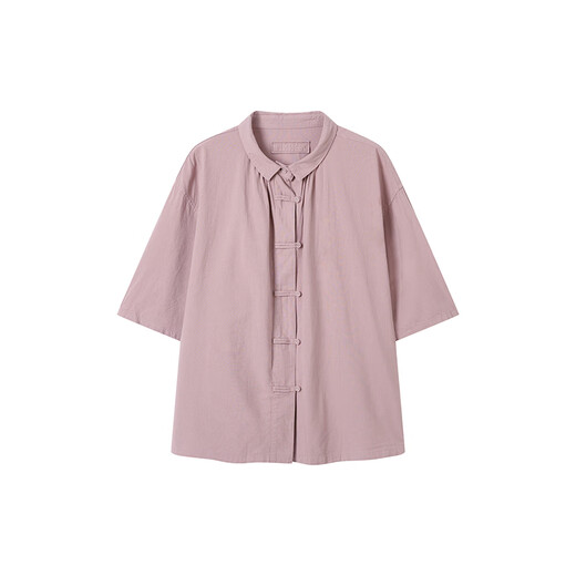 MUJIIDEE Women's Plain Short Sleeve Shirt Women's Shirt 25 Summer Women's Top GA41CC5S Smoked Pink L (165/88A)