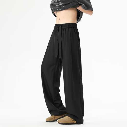 Maybeyond Anzughose Herren Sommersport-Weithöhe mit heterosexuellen Hose losen lässige Hose Herren MA89 Black 3xl