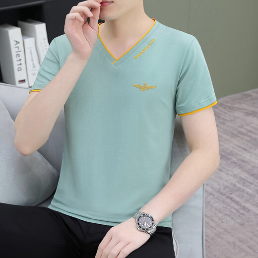 Fat Donglai Summer New Neck Herren-Kurzärmel-Hemd Trendy vielseitig dünne, lässige Baumwolle halbärmelte Top Body-Slimm-Hemd Dunkelgrau QY693 M [95-115jin [Jin gleich 0,5 kg]]