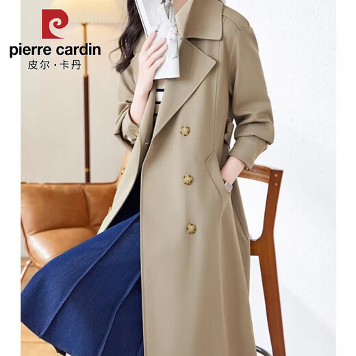 Pierre Cardin 2025 Herbst Neue Frauen mit mittlerer Länge mit einem super guten, schlängenden lockeren losen Jacke Khaki L 105-130jin [Jin entspricht 0,5 kg]