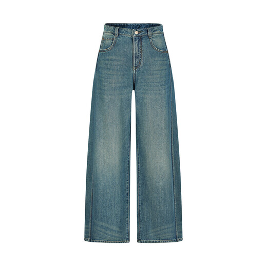Jiuzi Annako Retro Tannin Fengshu lavage Old Heavy Cotton Denim Scimit Pantal