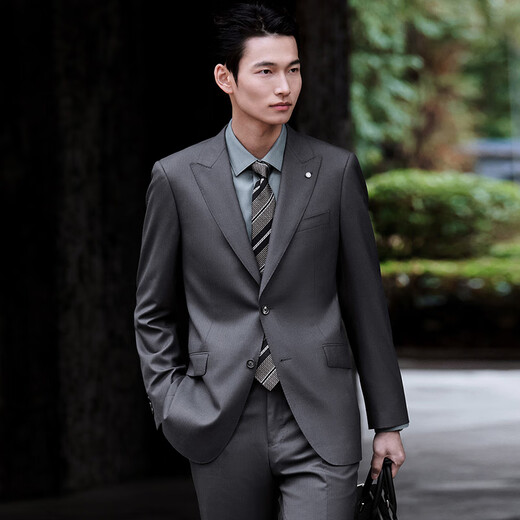 Angel Bird Suit Men's Australian Wool Men's Fashionable Formal Wool Suit Jacket Commuting Suit Pants Iron Gray 48 B(175/100) /Please note waist or trousers