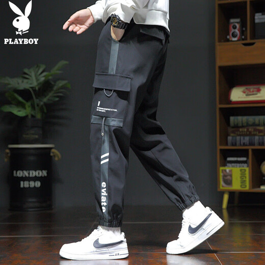 Playboy (Playboy) Arbeitshose Herren Frühlings- und Sommerhosen Herrenhosen Lose Füße Trendy Hosen schwarz 2xl