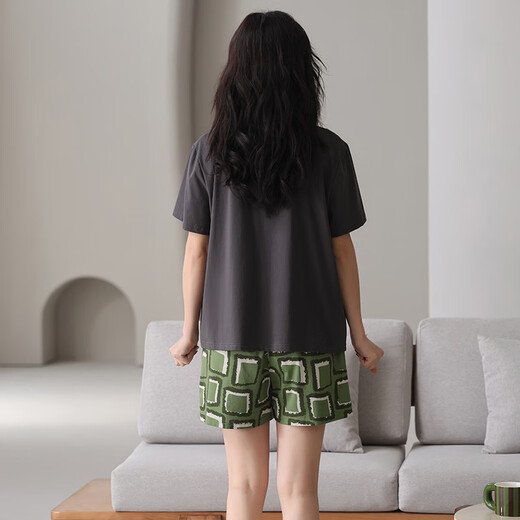 Langsha pareja pijamas un hombre y una mujer model delgado de manga corta modal simple casual e informal exterior afuera con almohadilla de cofre ropa de casa 6630 m mujeres + hombres xl