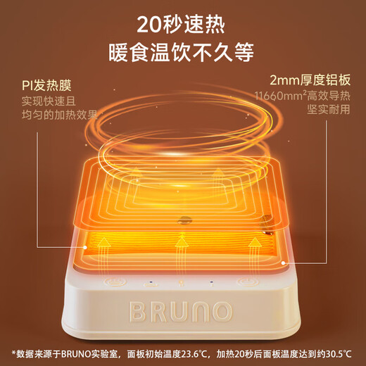 BRUNO Heating Coaster Constant Temperature Coaster Electric Heating Coaster Hot Milk Constant Temperature Heater Milk Warmer Insulation Base Office Health Pot Tea Coaster Classic White BXM201