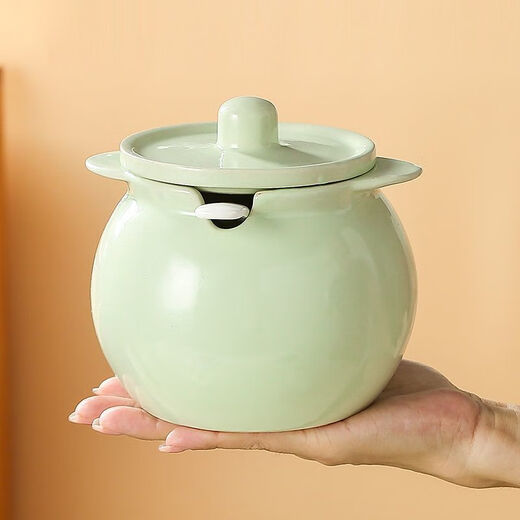 Chaosihui ceramic oil tank lard tank high temperature resistant double-eared oil storage tank with lid kitchen oil spicy extra large capacity extra thick custard 2500ml 1395 degrees high temperature firing without bursting quality