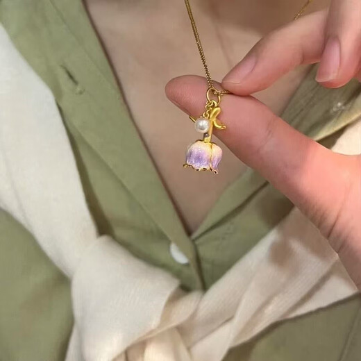 2025 New Purple Rose Necklace Eternal Flower Unexpandable Beautiful Light Luxury Necklace Small Fresh Niche Rose M1156 Pink Rose Necklace