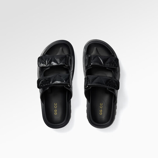 GG-CC [Thorny Island] Sommer kleiner Duftstil Dick-Soled One-Sippers für Frauen halb Slipper für Kleid G25S6628 Black 34