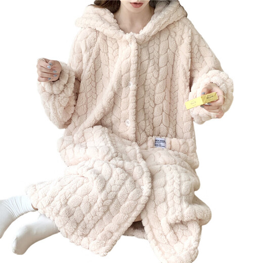 FHHUABD珊瑚绒睡袍女春秋2024年新款可爱加厚加绒法兰绒家居服睡衣女秋冬 761# XL 女(建议身高165-170cm，体重