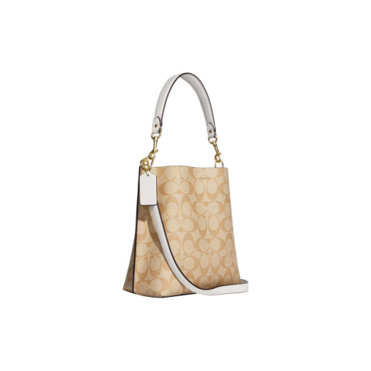Coach (Coach) 618 Coach Mollie Classic Metal Logo Ikonischer Käfig Künstlicher Leder -Bucket -Bag Handheld Basic -Paket (Bag + Dust Bag)