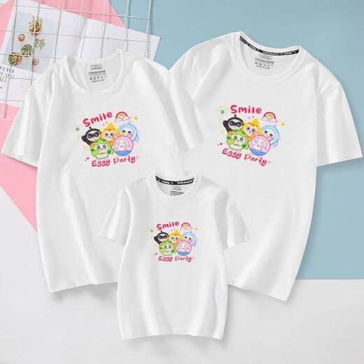 Parent-child summer clothes for a family of four, a family of three, short-sleeved 2025 new pure cotton high-end cartoon mother-child mother-daughter wear t-shirt red smile 170 (L) adults