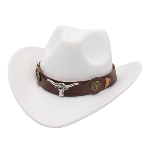 Jiangzi Guoluo Tibetan Top Hat Western Cowboy Hat Cowhead Accessors FIENTO HATO NACIONAL HOMBRA Men y mujeres Brown (vaca denominación marrón) M Adulto (56-58 cm)