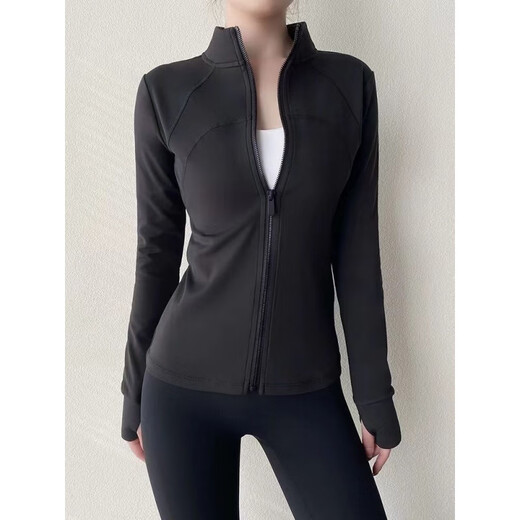 Senyong sports suit for women, beautiful new tight-fitting quick-drying long-sleeved sun protection suit, Pilates training sports yoga suit, beige top + gray pants two-piece set, S size recommended 80-95Jin Jin is equal to 0.5 kg