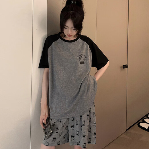 Opeodly夏季睡衣女薄款学生甜美短袖短裤两件套夏天宽松可外穿休闲家居服 684背带熊 XL 【建议112-125斤】