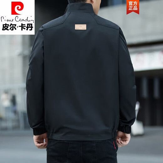 Pierre Cardin Chaqueta de la solapa espesa Spring y Autumn New Men's Clothing más grasa más tops más grandes Soporte casual de collar de moda Hombres negros 719 más estilo grueso L 105-115Jin [Jin equivale a 0.5 kg]