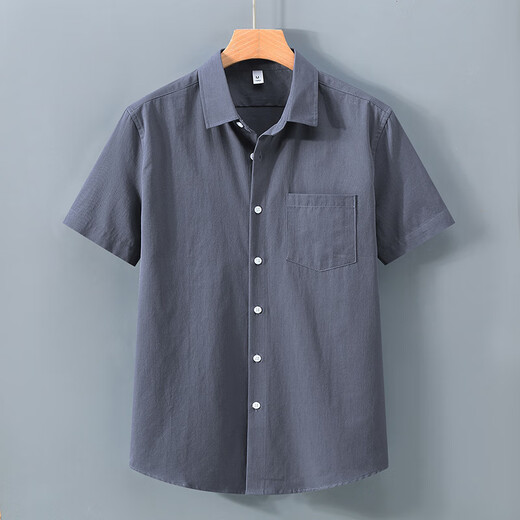 100% pure cotton American heavy short-sleeved shirt men's summer solid color lapel work casual white shirt 1502 bean paste red pocket 3XL (170-190Jin[Jin equals 0.5 kg])