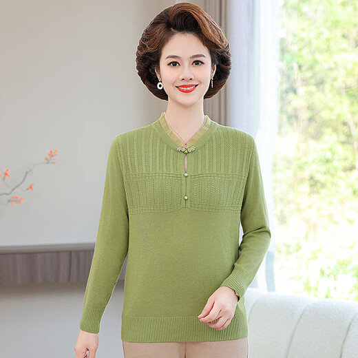 HUALIN FASHION新中式国风毛衣中老年女装春秋上衣 FD-JR1392香芋紫色【厂家直销】 M 【建议85-100斤】