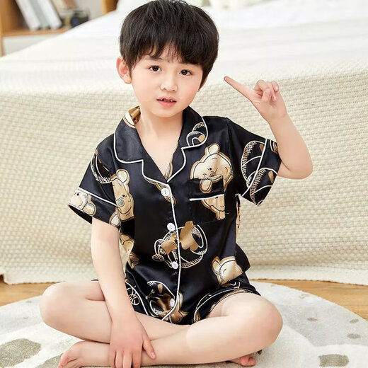 迪士尼（Disney）夏季短袖儿童睡衣冰丝薄款夏天男童真丝小女孩宝宝卡通家居服套装 679男童 170 8码建议身高90-105cm