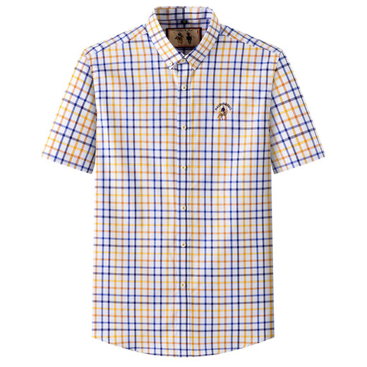 
Bivalli Paul short-sleeved cotton plaid Paul summer plaid shirt men's casual cotton half-sleeved business shirt inch shirt short-sleeved D2629 M 39