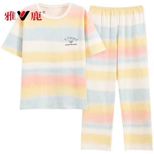 Yalu Pyjamas für Frauen im Sommer Reine Baumwolle kurzärmelige Hosen 2025 Neue Sommer-Frauen-Internet-Promi-Kleidung-Set -9716 2xl [Empfohlen 140-160jin [Jin gleich 0,5 kg] tragen]