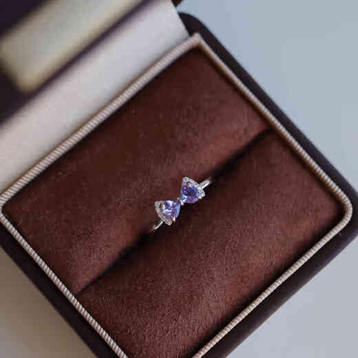 Qianjun's stunning blue-purple gemstone tanzanite ring, s925 sterling silver ring, adjustable gift for women, a natural tanzanite ring with adjustable opening