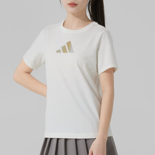 阿迪达斯 （adidas）女装运动套装25夏新款舒适透气简约短袖T恤梭织运动长裤 两件套 JM8803+JZ2174 L