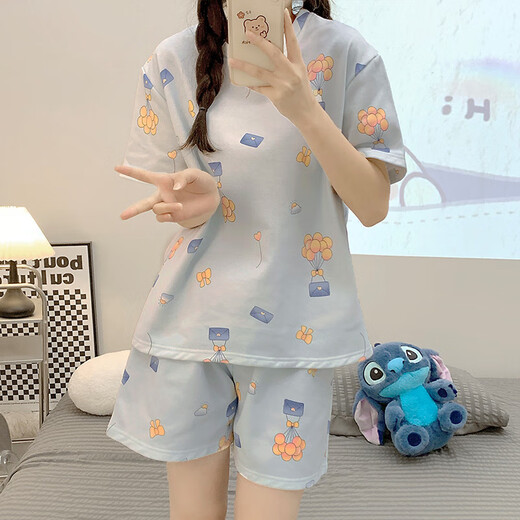 采云卡利夏季睡衣女套装居家慵懒风可爱新跨款夏天套头家居服可外穿 1049萝卜兔 M (适合80-95斤)