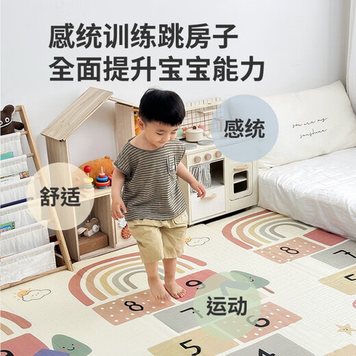 巧乐熊宝宝爬行垫加厚婴儿客厅家用爬爬垫折叠无毒无味拼接儿童泡沫地垫 【折叠垫-双面XPE】萌宠叠叠乐+ 180CM*60CM*1CM【图案随机】不接