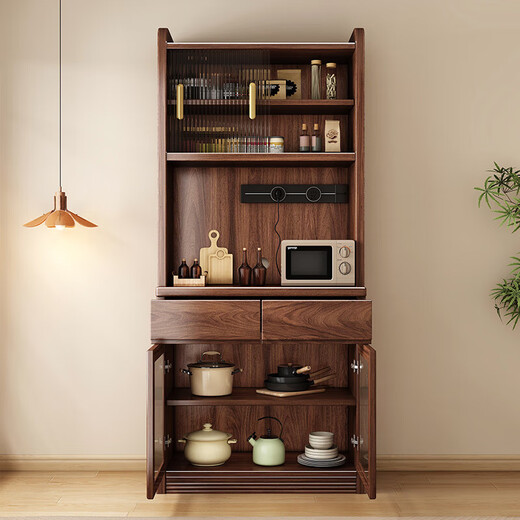 Yahua Xiangshe neue chinesische schwarze Walnussmännchen-Holzschrank gegen Wandschrank Haushalt Wohnzimmer Lagerschrank [keine elektrische Steckdose] Dreitüre Seitenschrankbaugruppe