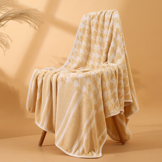 Children's bath towel coral velvet larger thickened jacquard houndstooth large bath towel towel absorb water soft quick drying adult 9214-pink 90*170cm 1 piece