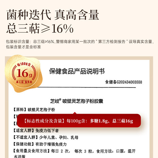 Zhi Zheng Yuan Triterpene 16% Broken Ganoderma Spore Powder Capsule Gift Box Health Products Strong Immunity Parents Gift 1 Box Initial Mix Awakens Cell Activity