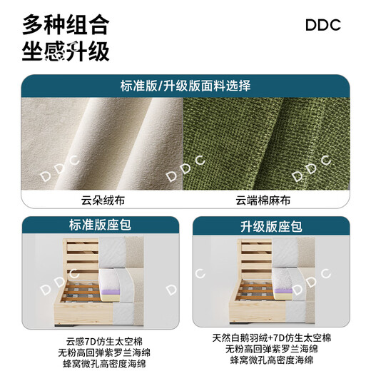 ddc大白布艺沙发奶油风云朵沙发直排3.4M 9224y-09