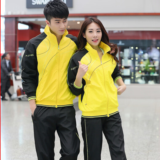 
FHHUABD normal shipping sportswear suits for men and women, middle-aged and young people, spring and autumn long-sleeved student couple casual running suit group purchase 686 red 3XL women