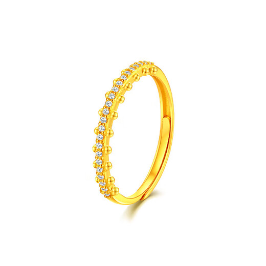 Mengjinyuan Gold Ring Star Ring Pure Gold Inlaid with Zirconia Open Birthday Gift for Wife