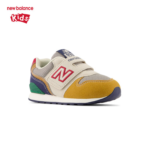 NEW BALANCE nb children's shoes, small middle children 0-7 years old classic splicing breathable comfortable non-slip casual soft sole running sneakers 996 gray/yellow/dark blue 996JP3 25 (foot length 14.5cm)