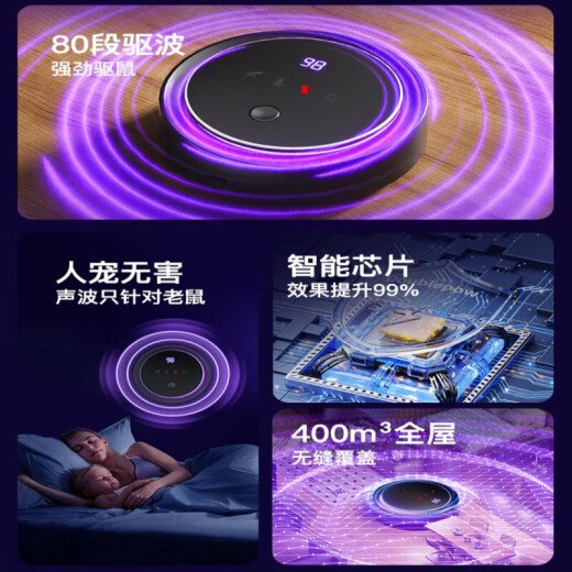 小米有品超声波驱老鼠神器2025年新款家用电子猫老鼠大功率驱鼠扑捉器1047 插电款 1台装 大面积驱 赶无噪音