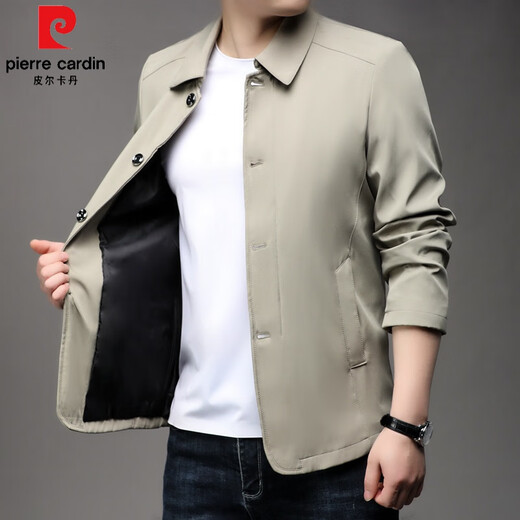 
Pierre cardin dad casual jacket spring and autumn middle-aged men's autumn lapel button top middle-aged men's jacket Navy blue NJ A1048 model M 170-