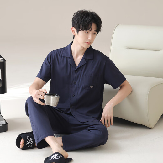 俞兆林新款新中式舒适男士春秋季夏季棉质家居服套装开衫休闲可外穿睡衣 16858A L