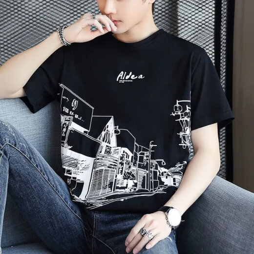 
3[32,000 people collect] Pure cotton short-sleeved T-shirt for men 2025 new half-sleeved T-shirt loose trend summer Z829 gray M [Suggested 90-115Jin[Jin equals 0.5 kg]]
