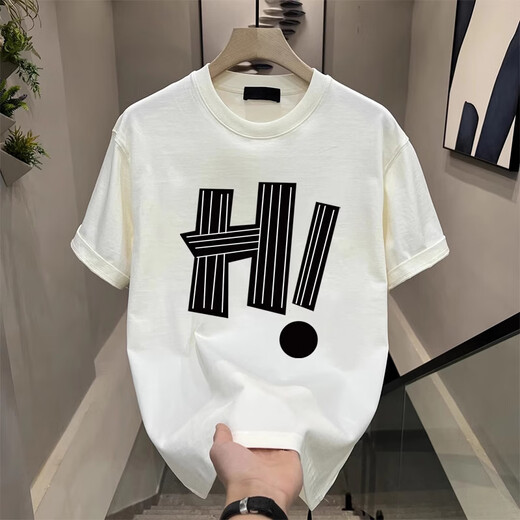 
ROMON men's American fashion handsome ice silk short-sleeved T-shirt men's trendy brand design summer printed round neck half-sleeved top 1506-1-TM6771 black S recommended 90-100Jin [Jin equals 0.5 kg]