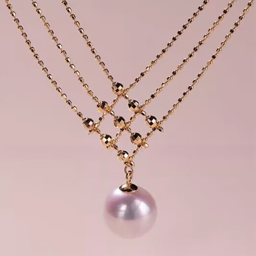 Pearl pendant Japan AKOYA goddess-grade necklace natural seawater cherry blossom cherry blossom pink pearl diameter 10mm
