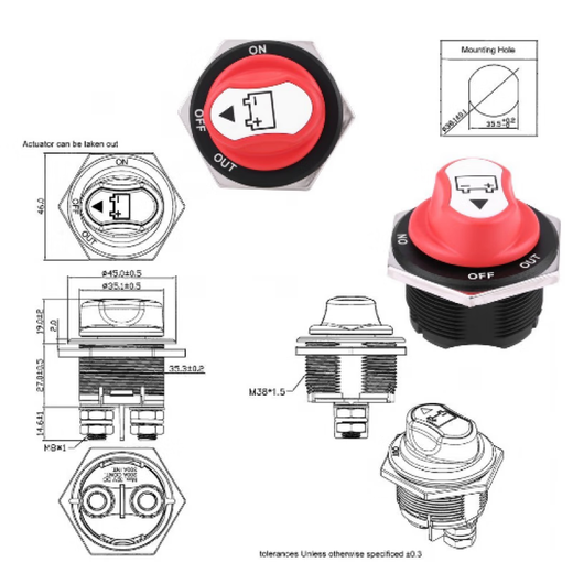 50A100A200A300A yacht RV high current power supply master switch car battery modification power off 50A
