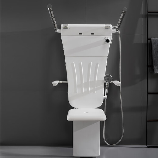 Sitting shower for the elderly, thermostatic folding seat, multi-functional wall-mounted bathing machine, foldable shower armrest, LY cello button type thermostatic shower-Medical Care
